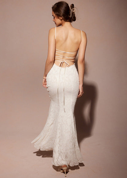 Seraphina - Lace-back Satin Maxi Dress