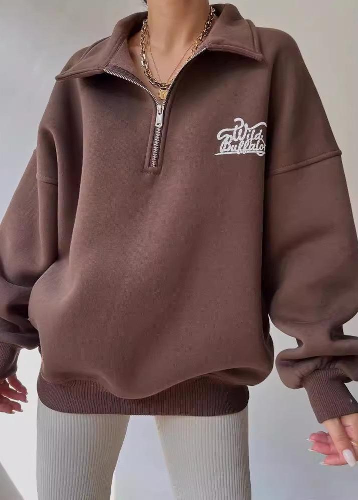 Wild Buffalo - Oversized Half-zip Sweatshirt