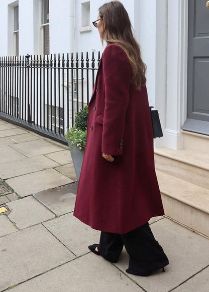 Bordeaux Charm - Double-breasted Wool Coat