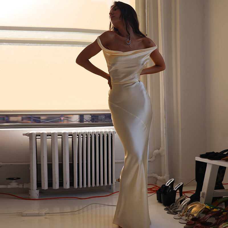 Satin Backless Cami Bodycon Maxi Dress