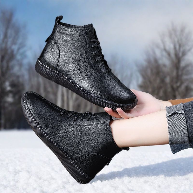 Lightweight Short Flat Chelsea Winter Fleece-lined Boots