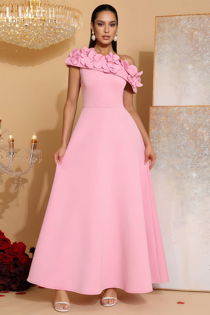 Yvonne Pink 3d Maxi Dress