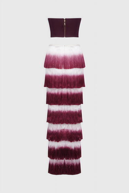 Maded Red Fringe Maxi Dress Set