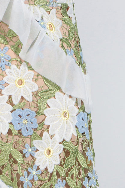 Melissa One Shoulder Embroidered Maxi Dress