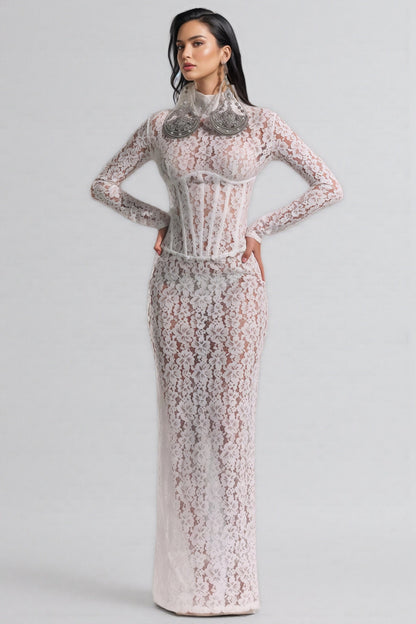 Davina White Lace Maxi Dress