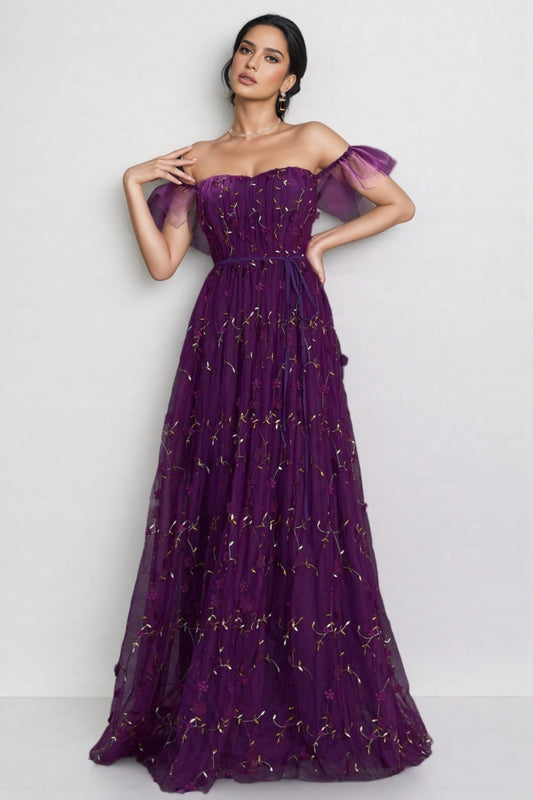 Vesper Purple One Shoulder Maxi Dress
