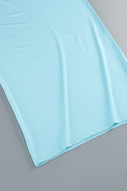 Abrife Blue Sheer Mesh Maxi Dress