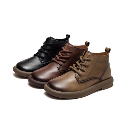 Autumn Flat Round Toe Brushed Retro Comfortable Boots