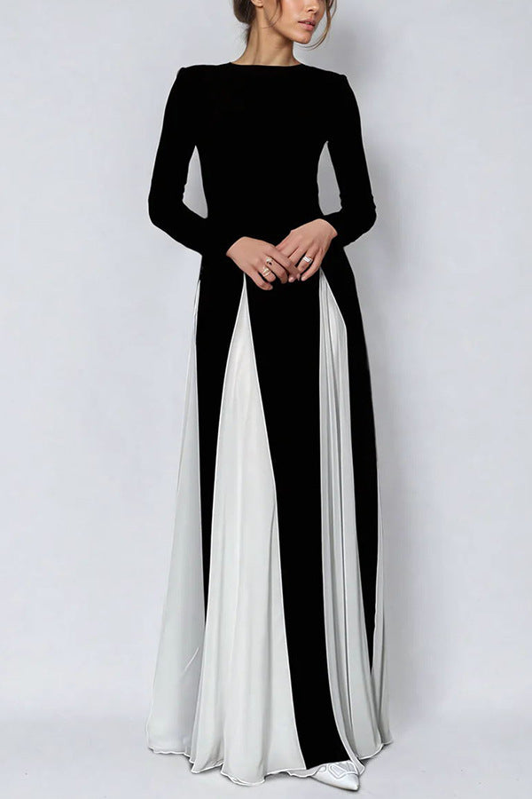 Getting Glam and Panelled Tulle Long Sleeve A-line Maxi Dress