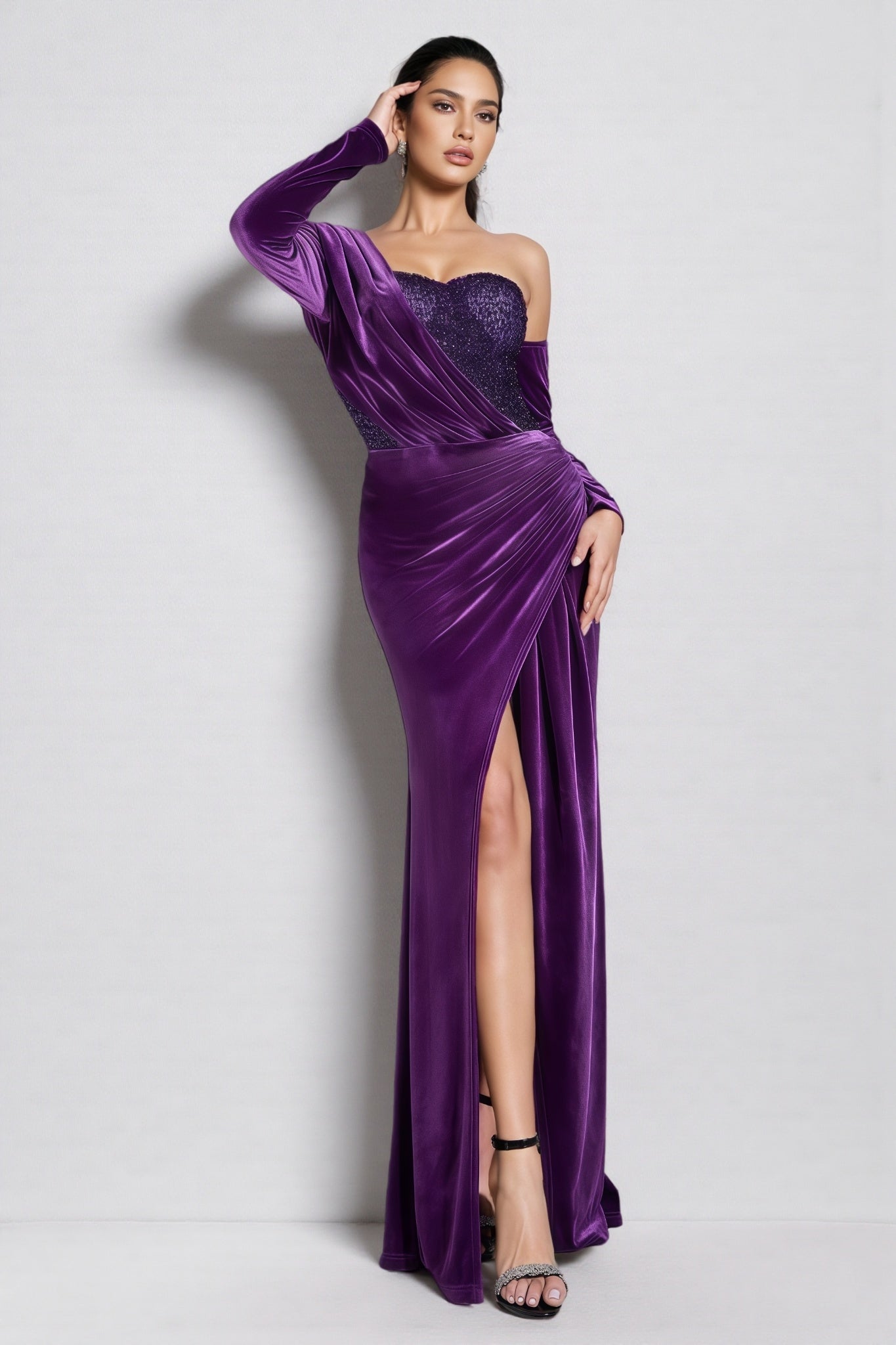 Lopez Purple Sequin Maxi Dress