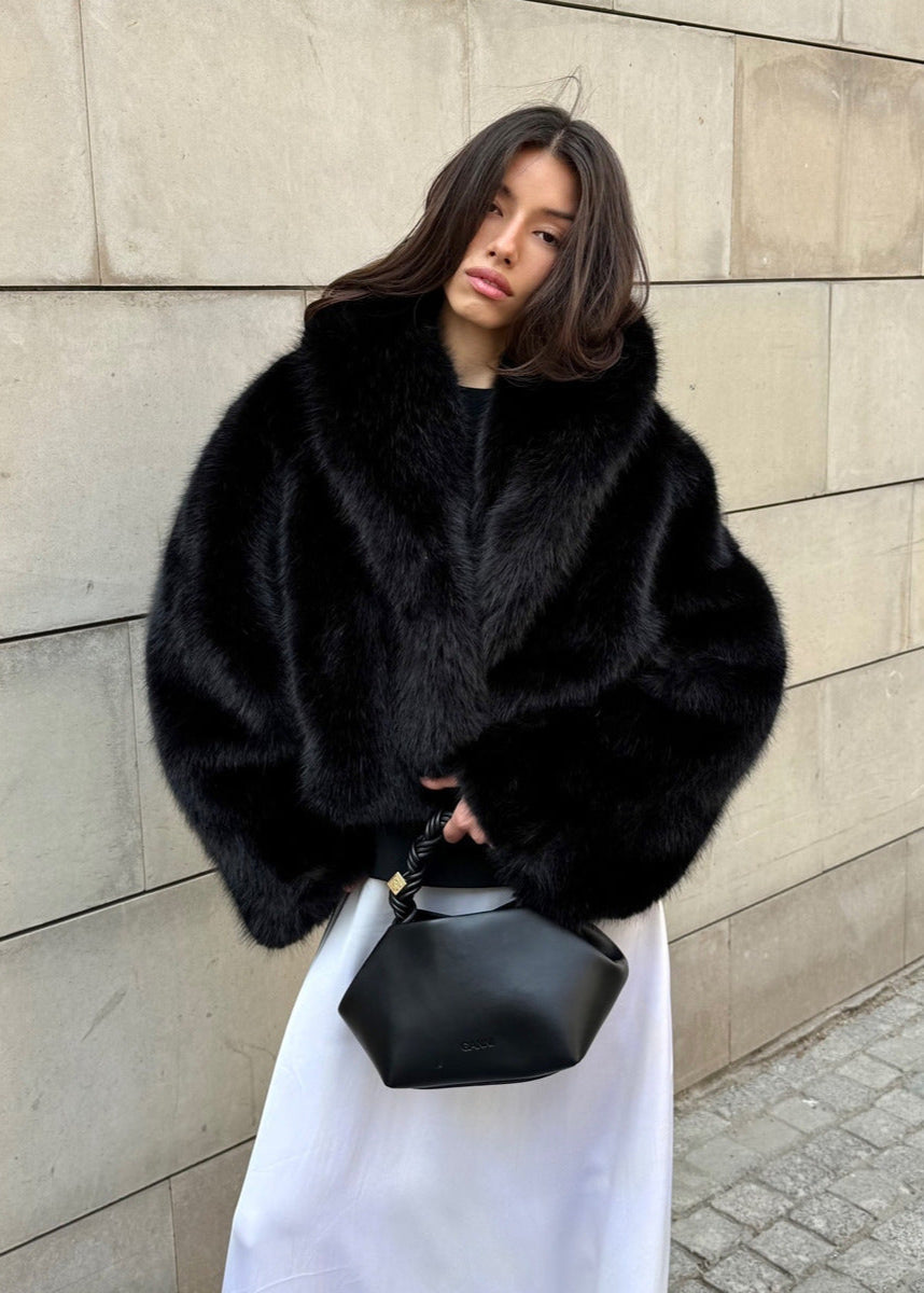Celeste Faux Fur Plush Coat – Luxurious Short Winter Jacket