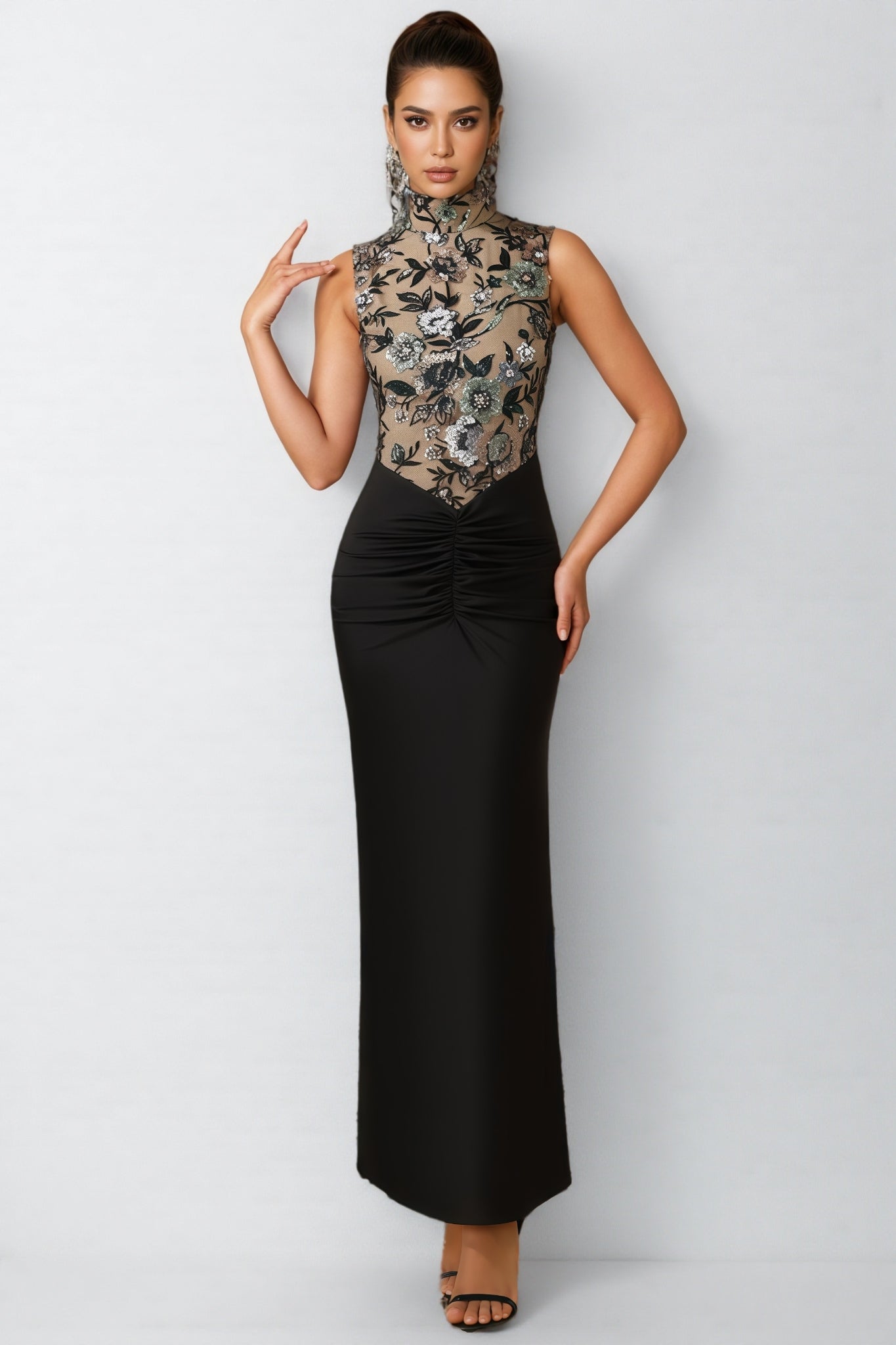 Calissa Embroidered Sequinned Maxi Dress