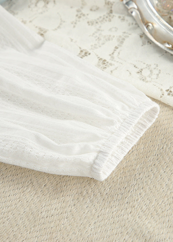 White Cotton Peplum Top and Wide-leg Pants Set