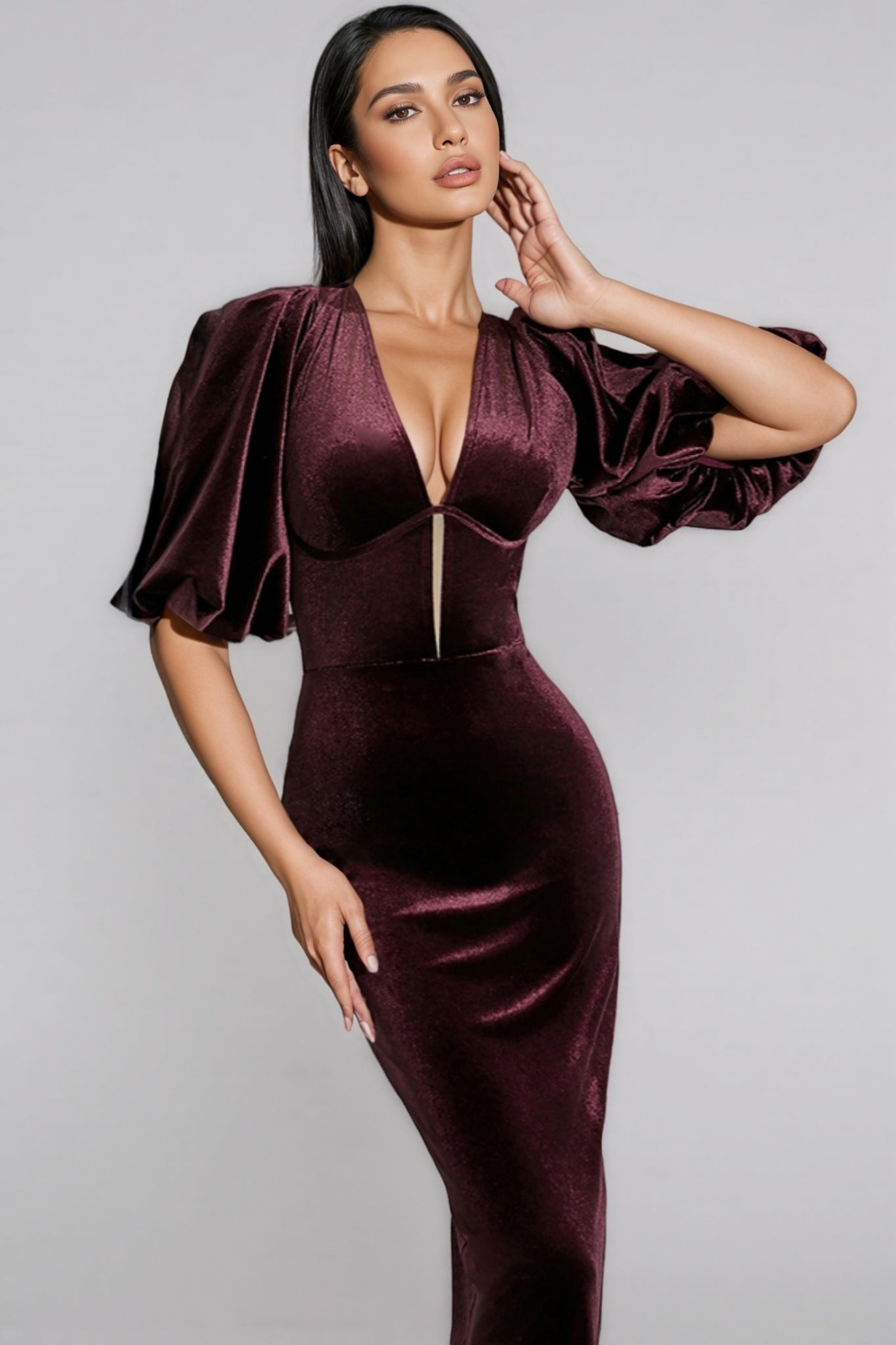 Ryla Burgundy Backless Maxi Dress