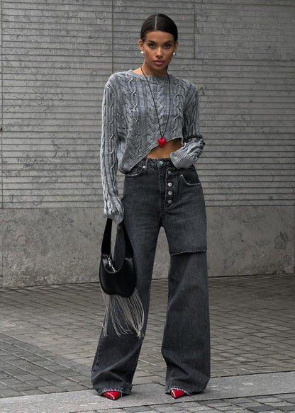 Harper Cropped Cable-knit Sweater