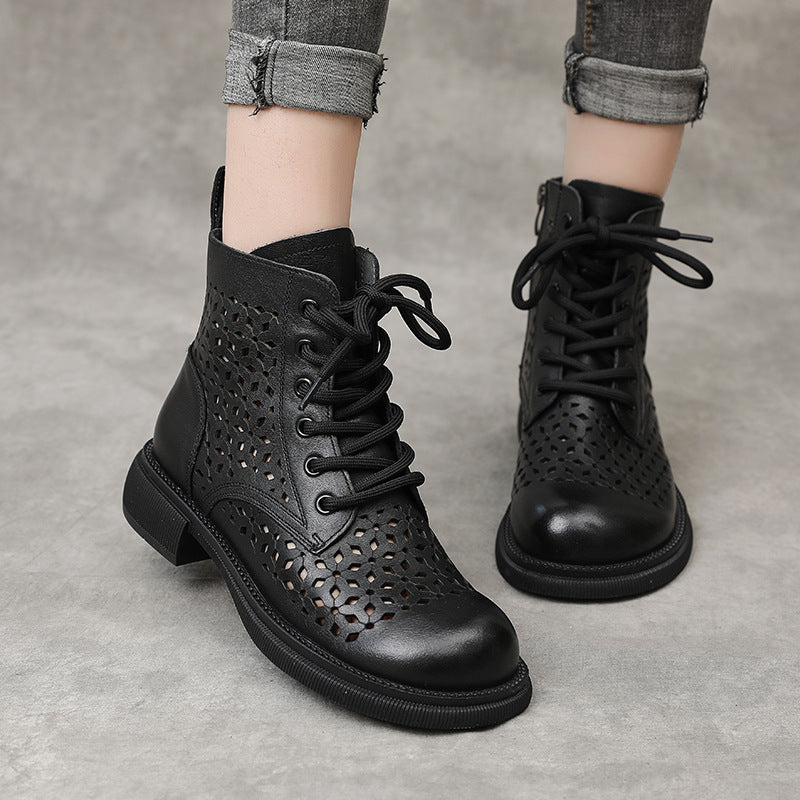 Hollow Out Flat Low Short Soft Boots