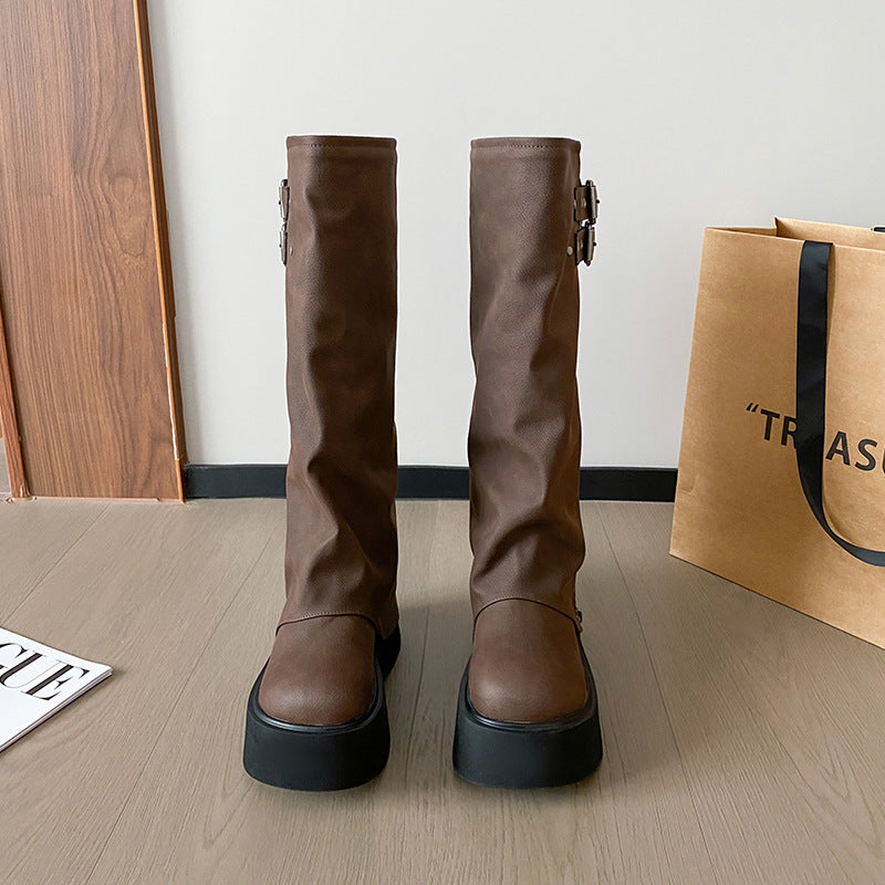 Autumn Small Pants Veet Lining Knight Thick Bottom Boots