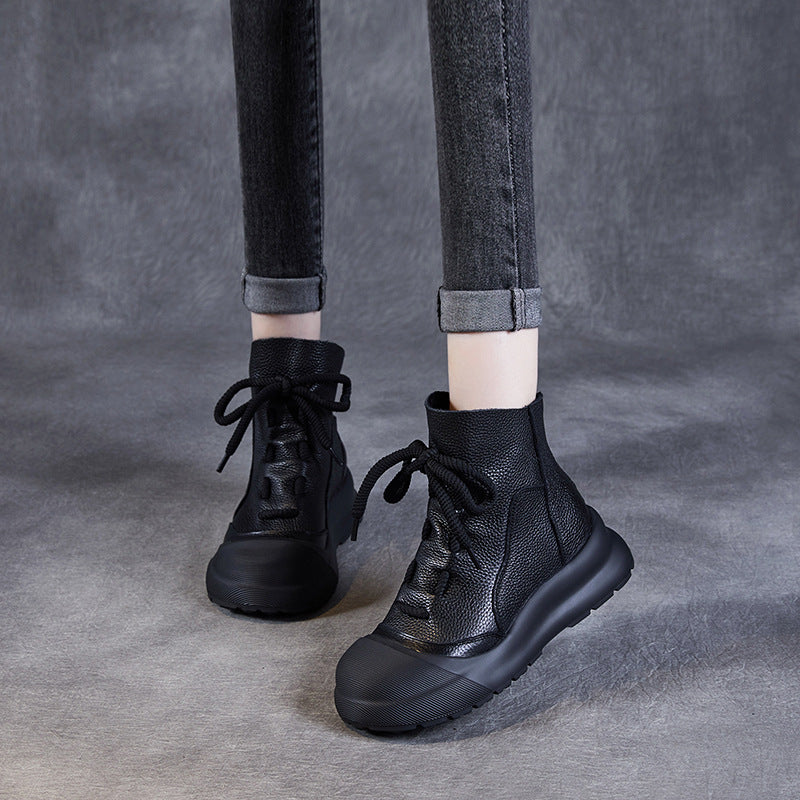 Flat Top Layer Cowhide Shell Boots