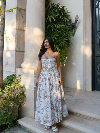 Lilac Gardenia – Strapless Corset Maxi Dress