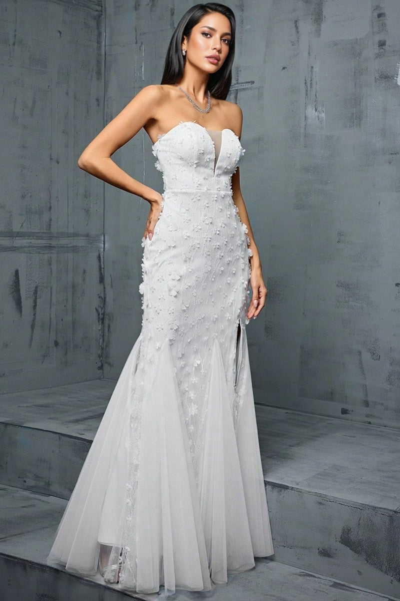 Zenoa V-neck Fishtail Mesh Maxi Dress
