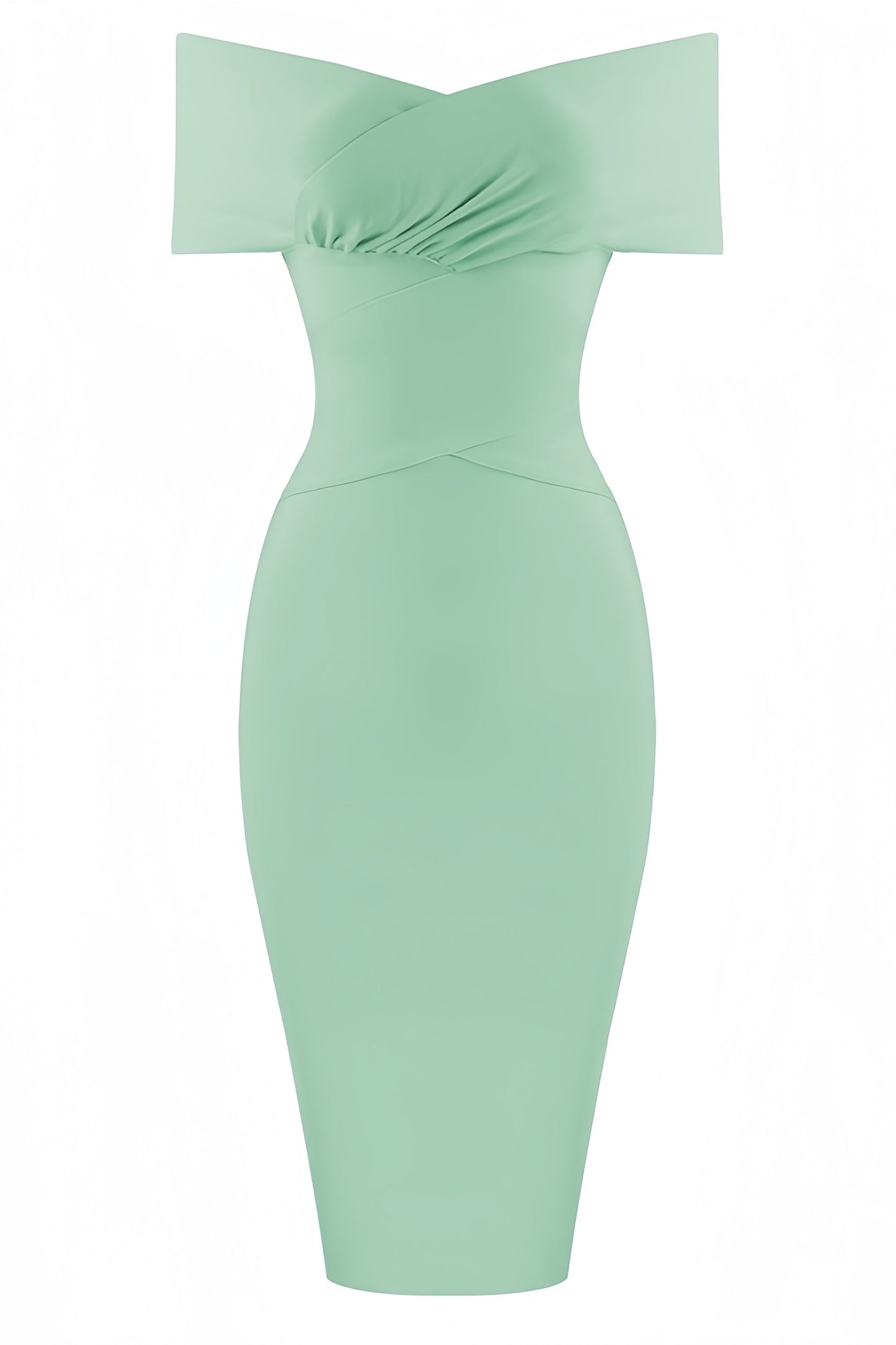 Keira Light Green Open-shoulder Maxi Dress