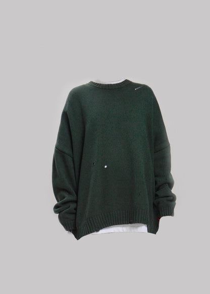 Forest Green Oversized Sweater - Elegance