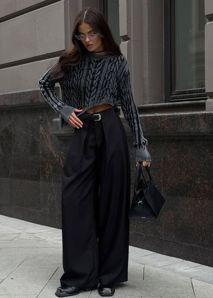 Harper Cropped Cable-knit Sweater