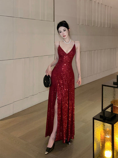Sequin Blue Maxi Dress _ Birthday & Evening Gown
