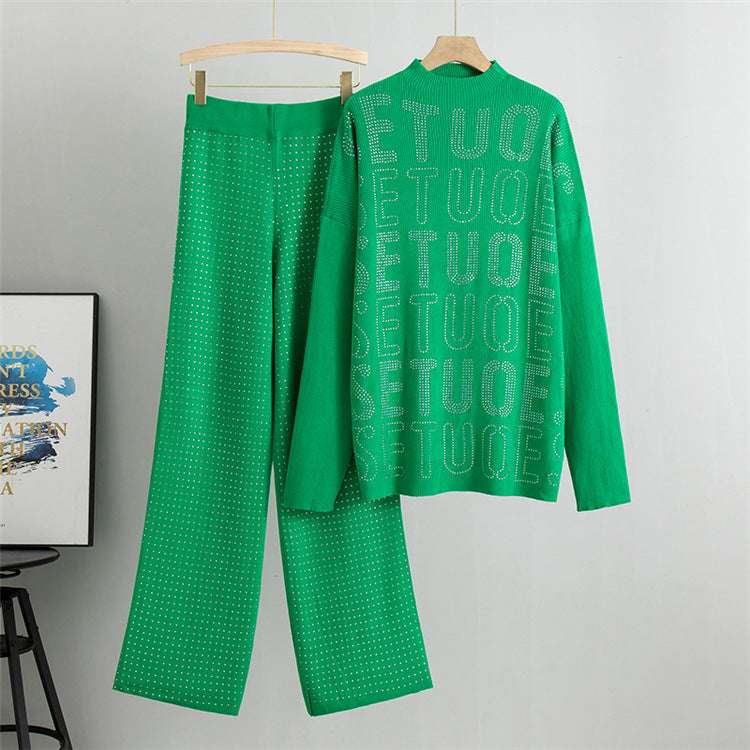 Green - Rhinestone Letter Two Piece Set