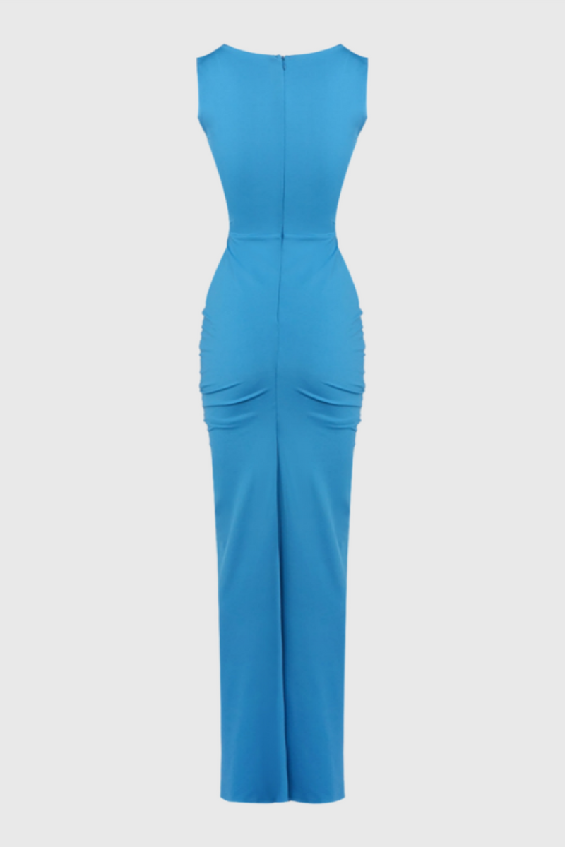Celeste Blue Openwork Maxi Dress