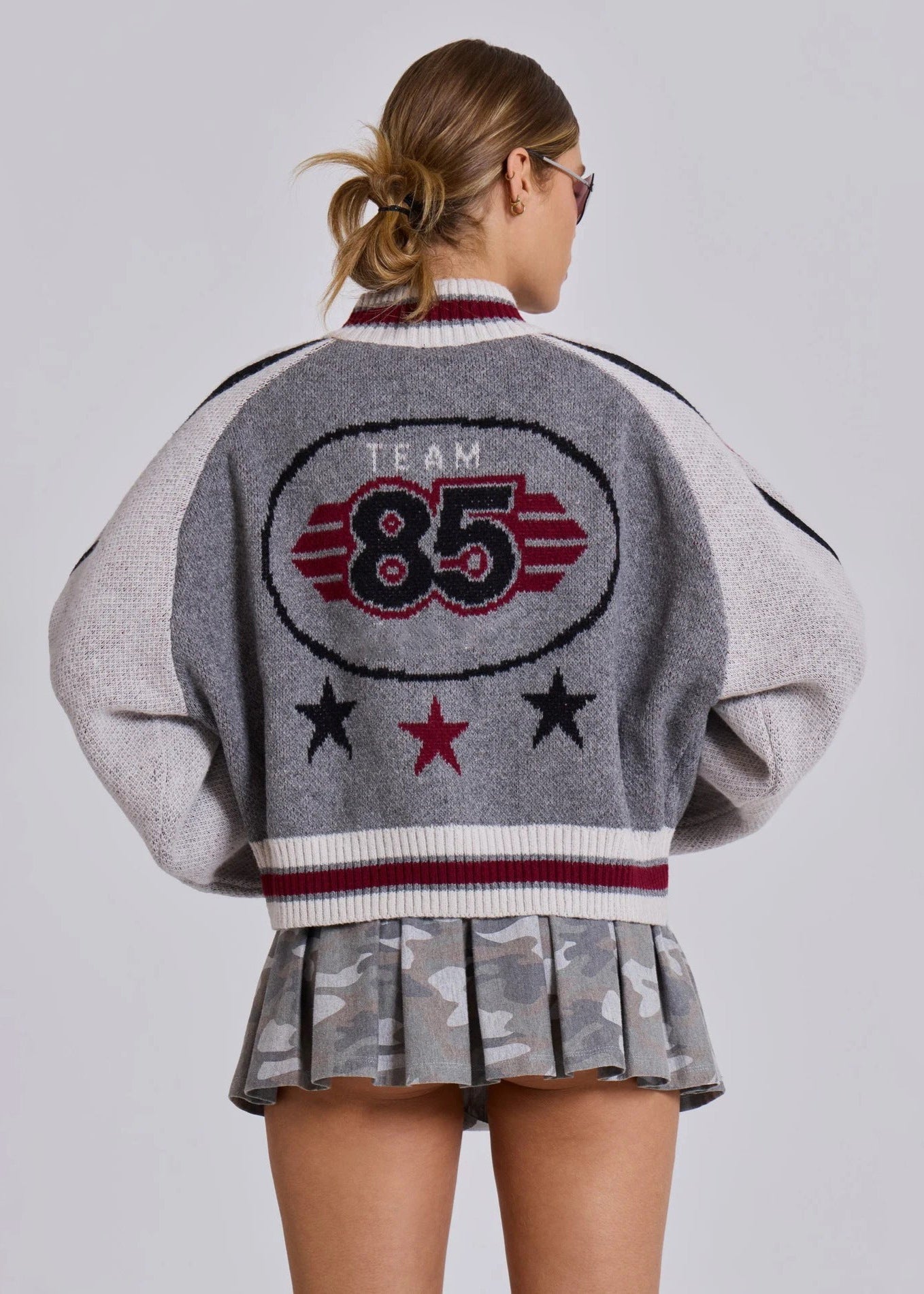 Varsity Knit Zip-up Sweater