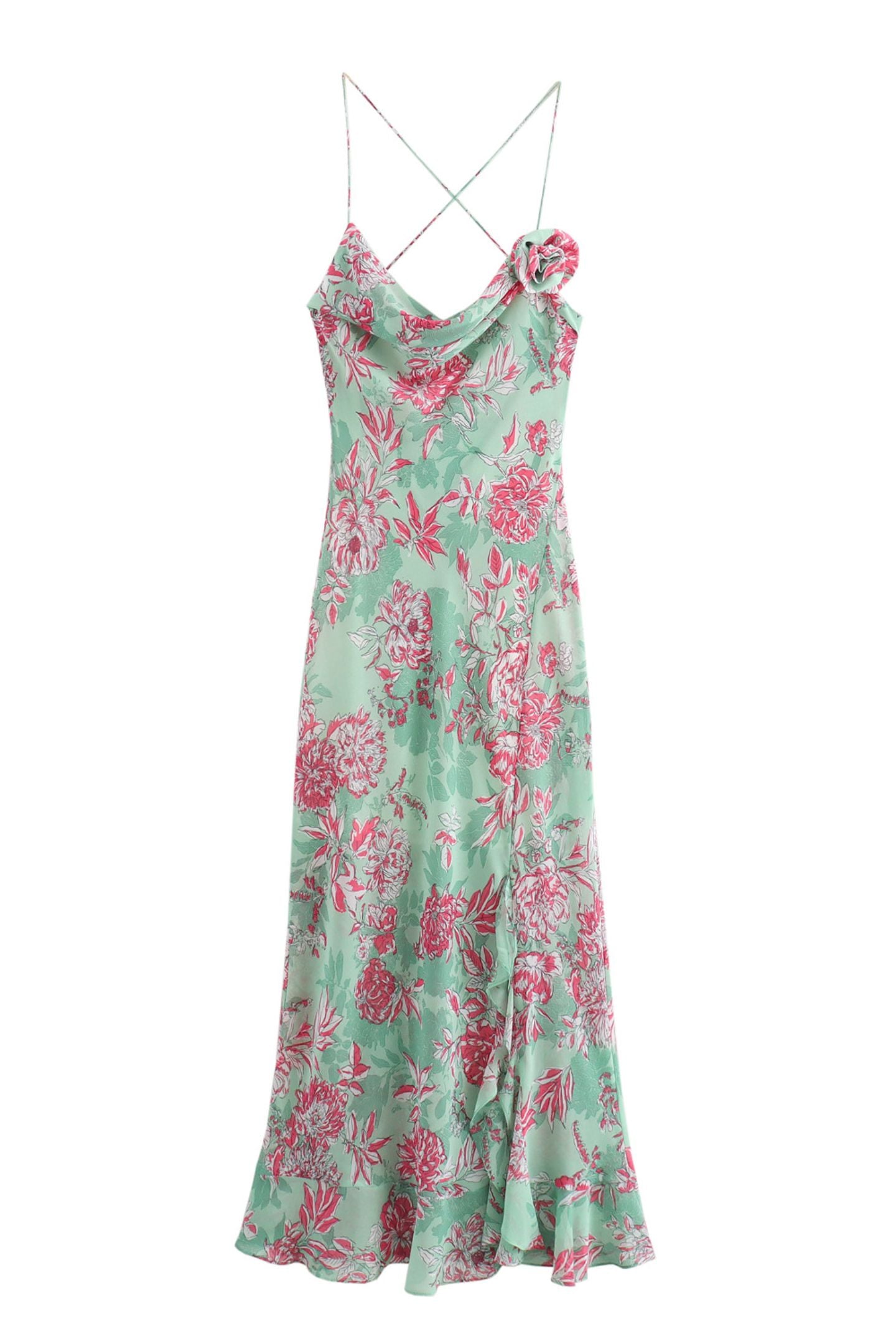 Sabina Printed Spaghetti Strap Maxi Dress