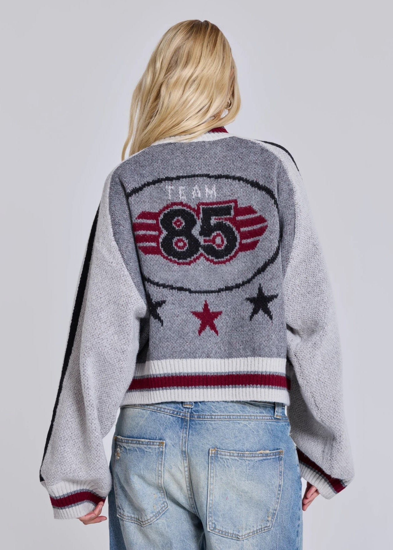 Varsity Knit Zip-up Sweater