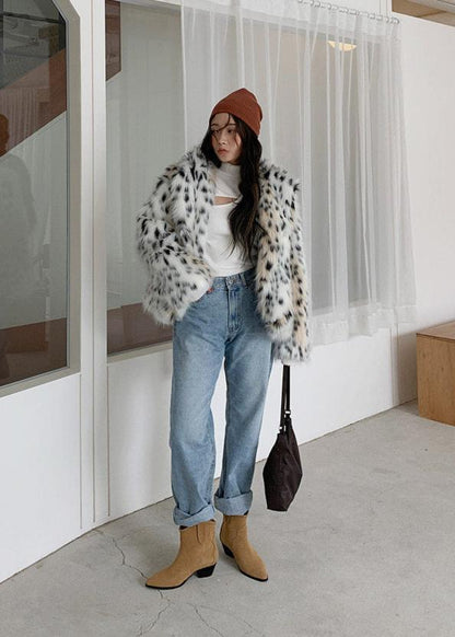 Luxe Spotted Faux Fur Coat