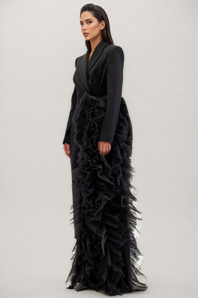 Edmund Irregularly Spliced Mesh Maxi Dress