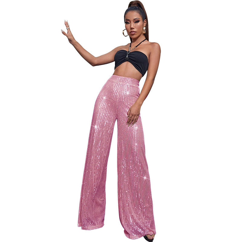 Sequined Loose Drape Pants