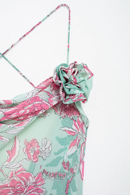 Sabina Printed Spaghetti Strap Maxi Dress