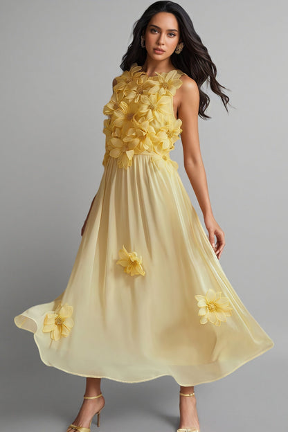 Xaelyth Yellow 3d Maxi Dress