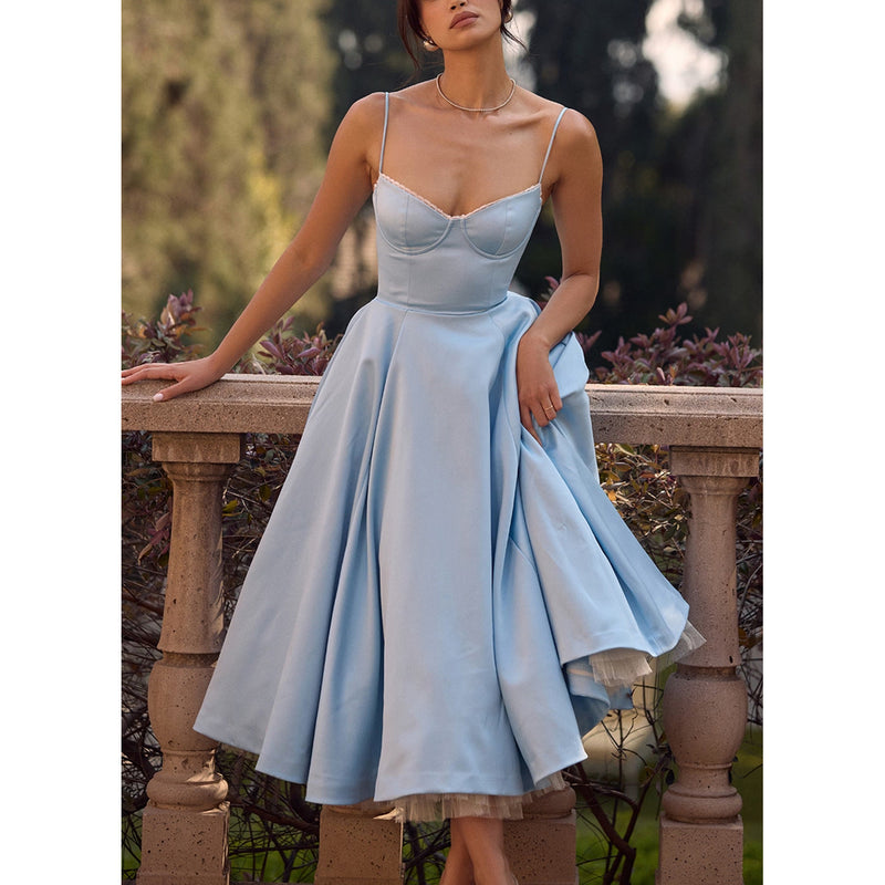 Suspender V-neck Sleeveless Dress Tutu Long Skirt