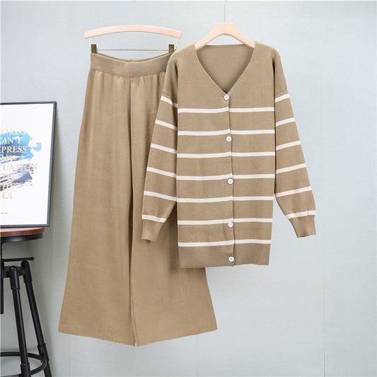 Khaki - Wide-leg Two Piece Set