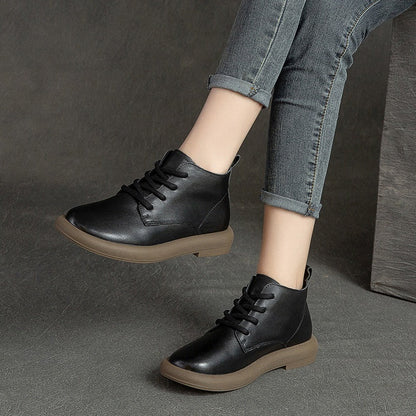 Autumn Flat Round Toe Brushed Retro Comfortable Boots