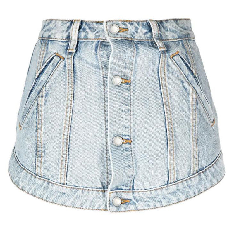 Denim Fake Mini Skirt