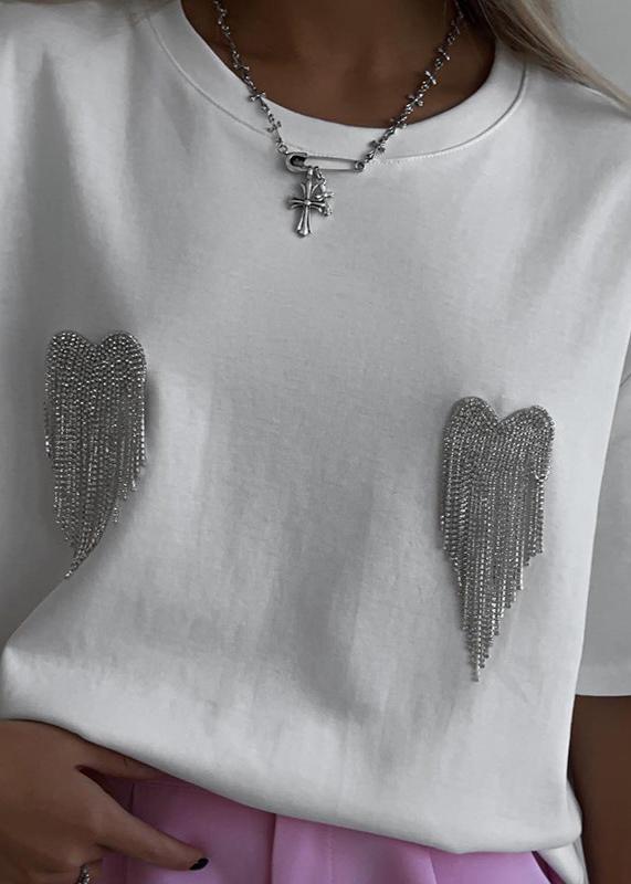 Angel Wings Embellished T-shirt