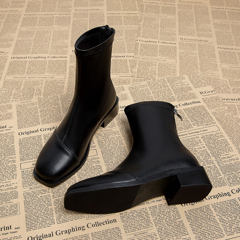 Flat Skinny Martin Brown Korean Style Boots