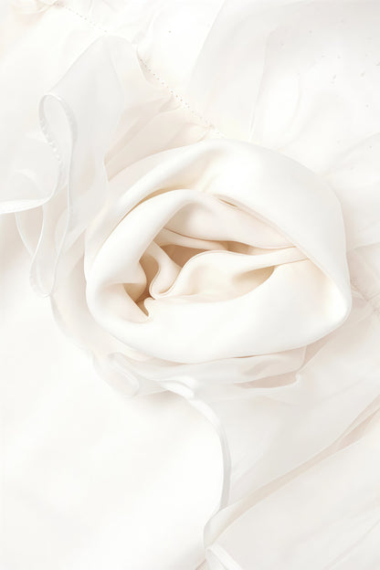 Zaretp White Ruffled Silk Midi Dress
