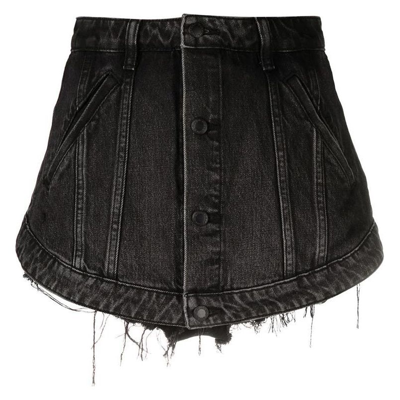Denim Fake Mini Skirt