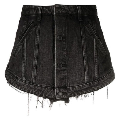 Denim Fake Mini Skirt