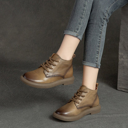 Autumn Flat Round Toe Brushed Retro Comfortable Boots