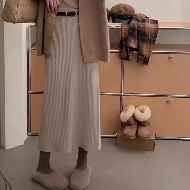 Knitted Autumn Winter Thick A-line Skirt