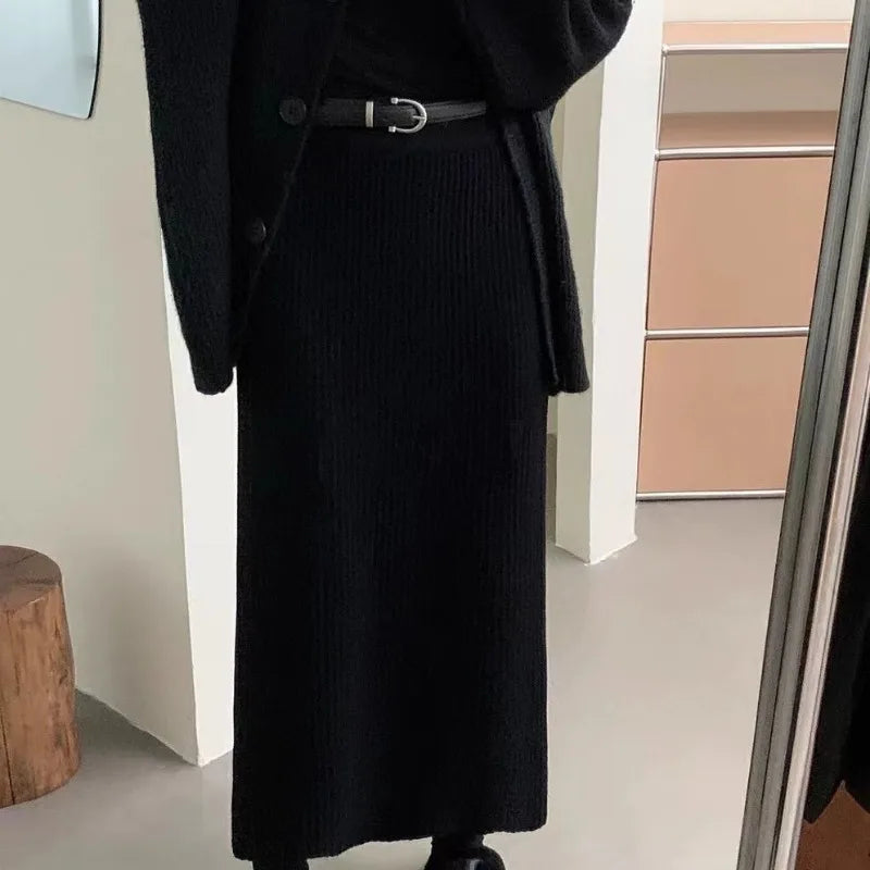 Knitted Autumn Winter Thick A-line Skirt